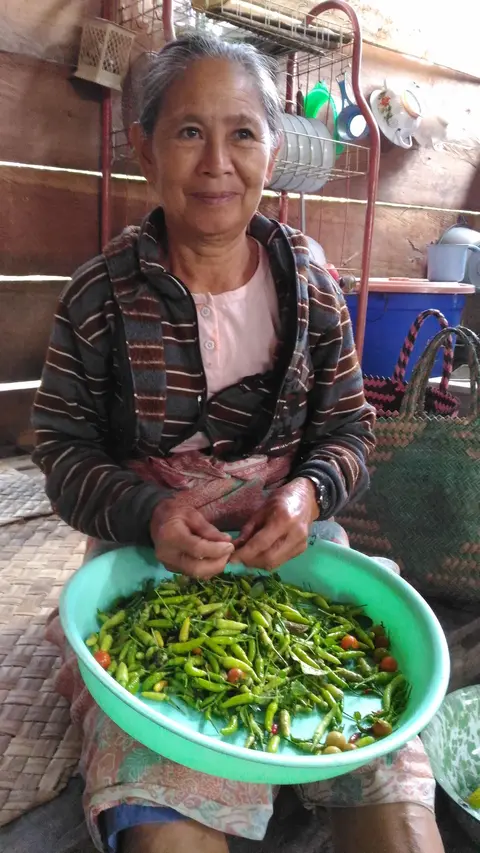 Cleaning the chilies